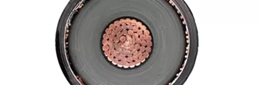 Split view of a high-voltage cable 