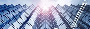 Edgy glass building with pencil sketch 