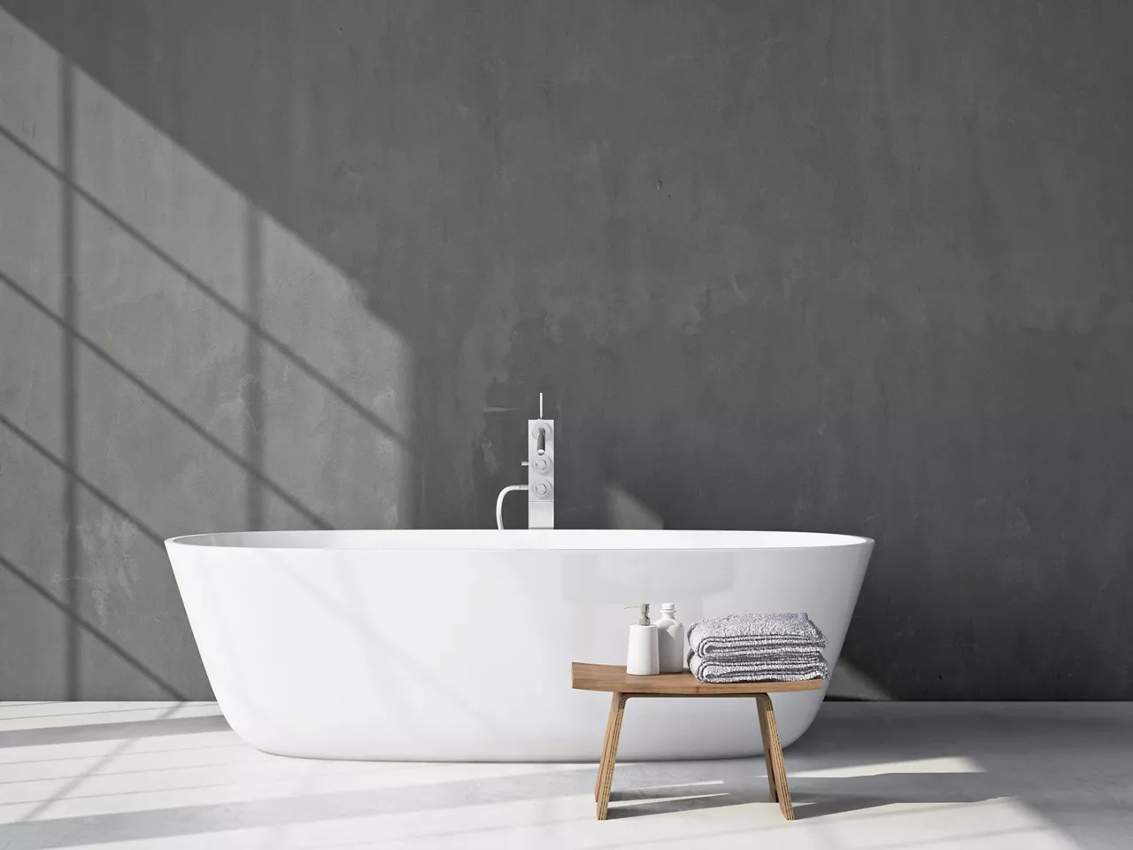 Modern grey bathroom.