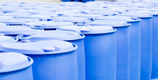 Chemical Plant, Plastic Storage Drums, Big Blue Barrels