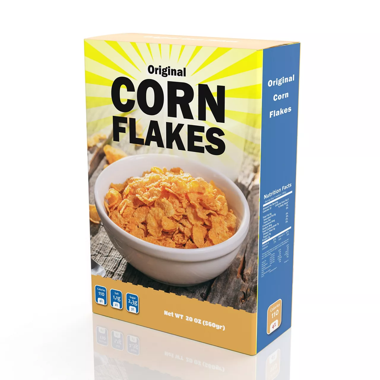 Generic corn flakes cereal box