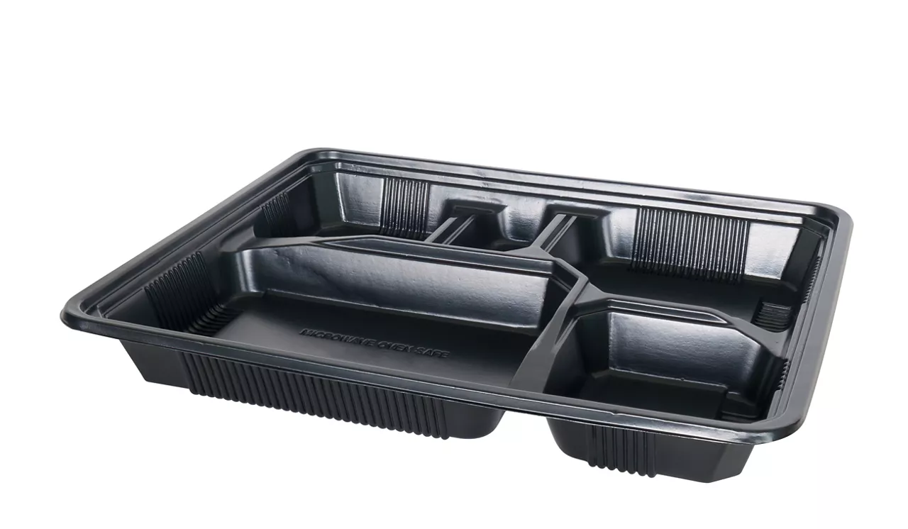 Plastic food tray with multiple compartments