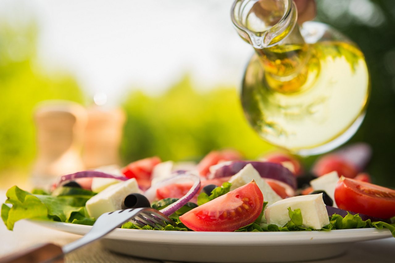 Salad dressing being poured