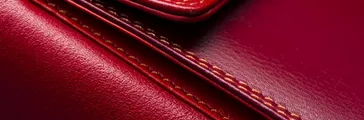 Closeup of red leather accessory bag background