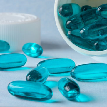 Cápsulas de píldora de gel azul