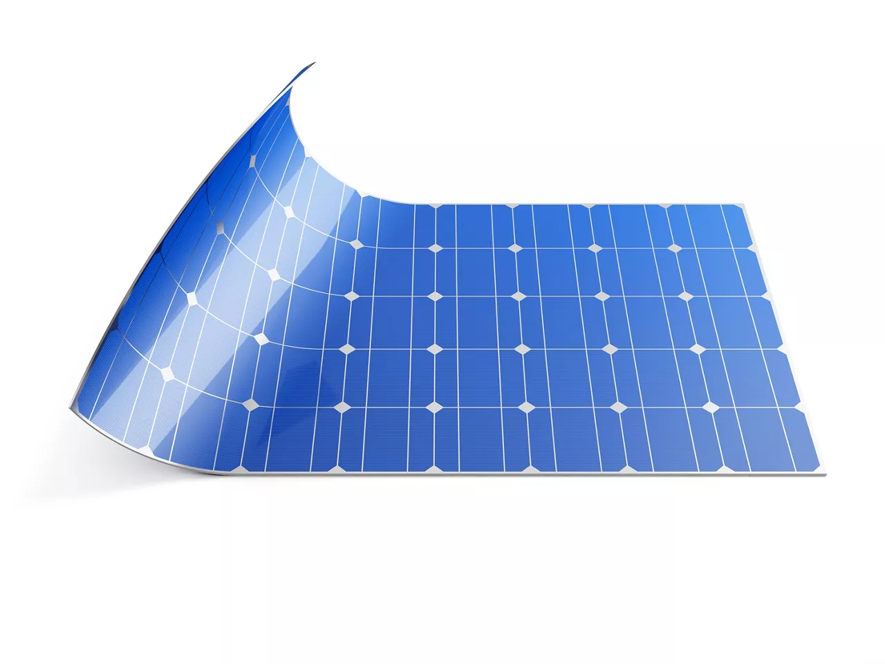 Flexible solar panel isolated on white background. 3D illustration.