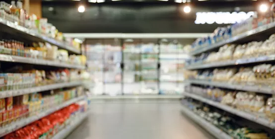 Blurred image of supermarket shop interior