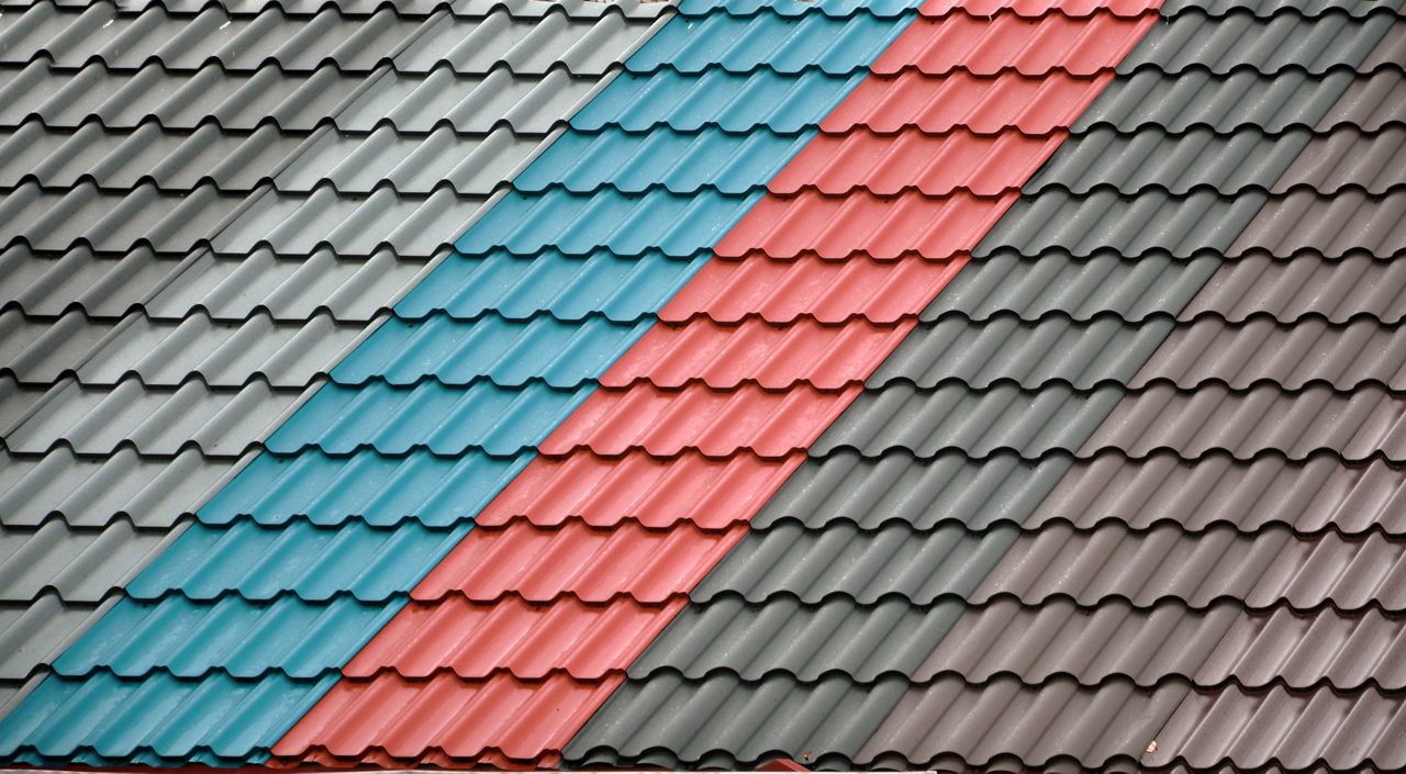 Series of differently coloured roof tiles