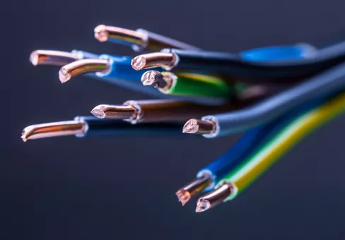 Group of colored electrical cables - studio shot.