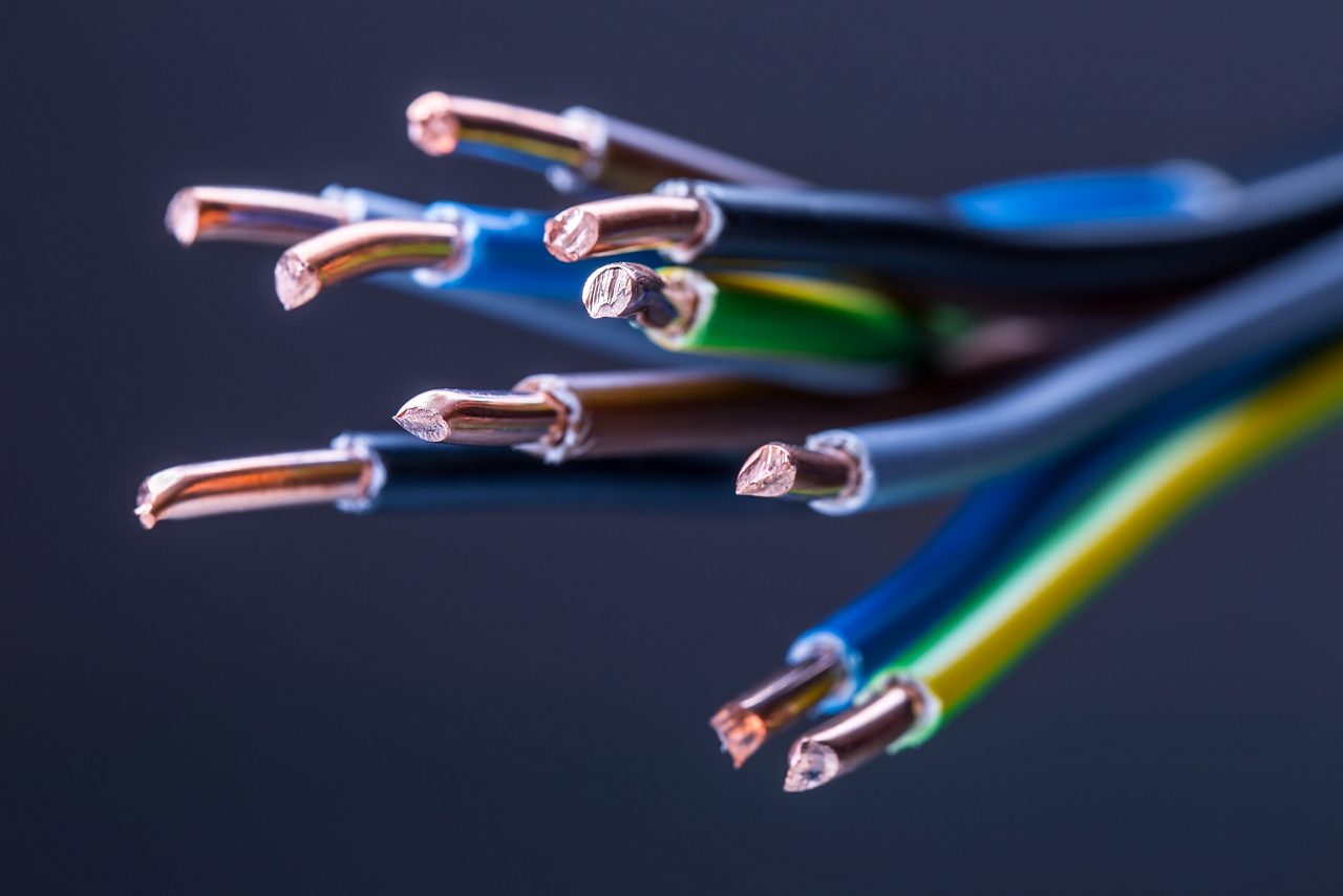 Group of colored electrical cables - studio shot.