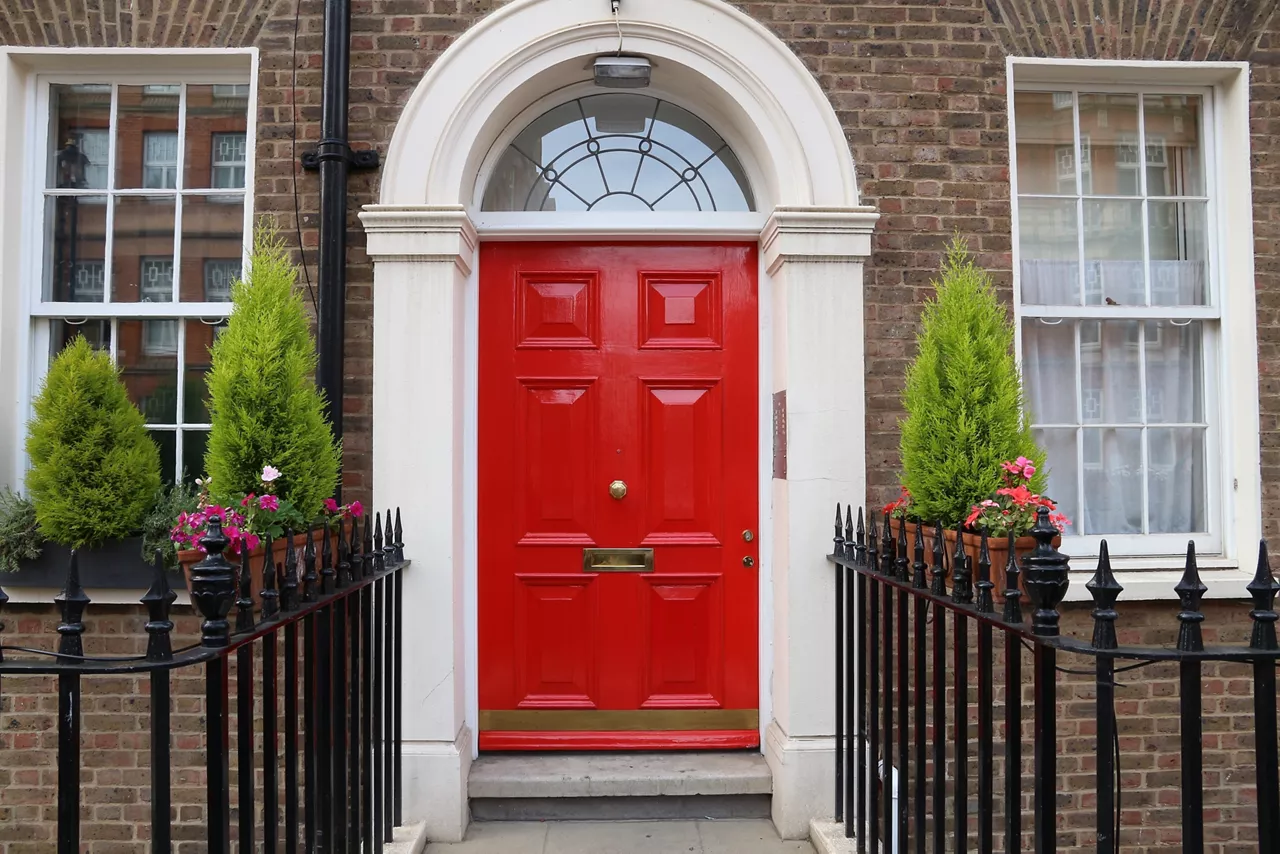 Red glossy door