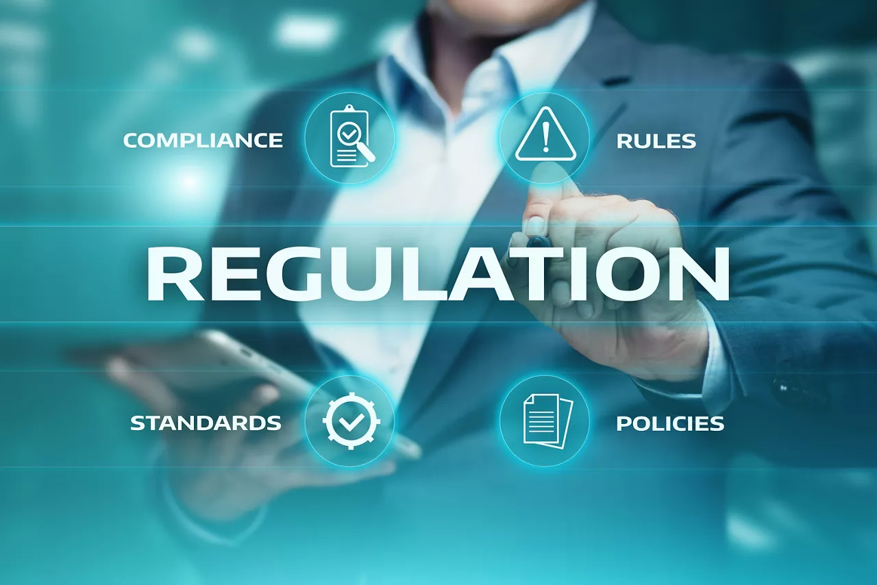 Regulation compliance rules law standard business technology concept.