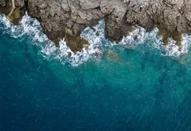 Aerial view of sea waves and fantastic Rocky coast, Montenegro