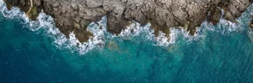 Aerial view of sea waves and rocky coast, Montenegro