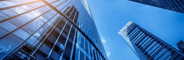 Low angle view of skyscrapers architectural glass