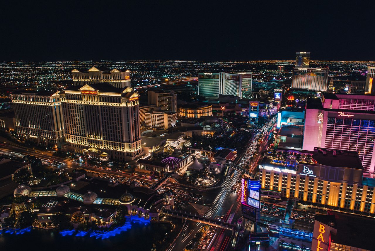 Las Vegas Strip from top view from Eiffel Tower, Nevada, USA