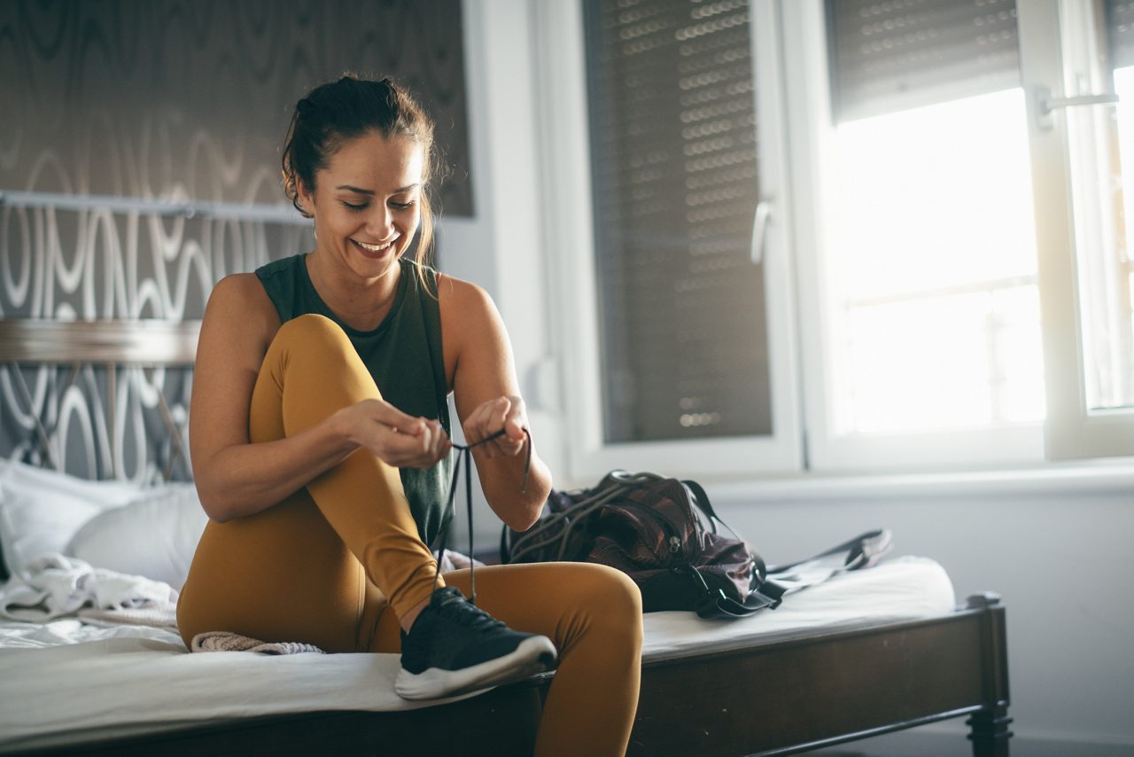 Young woman preparing for training