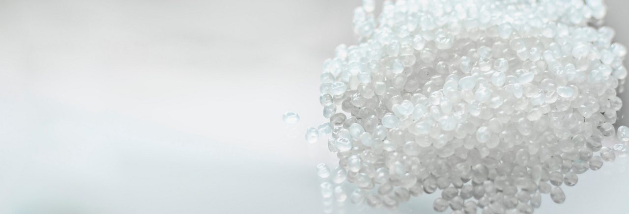 Close-up of plastic polymer granules