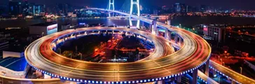 Aerial view of Nanpu Bridge, Shanghai Downtown, China
