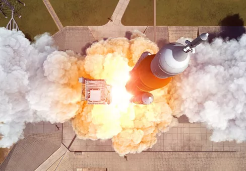 rocket launching viewed from above