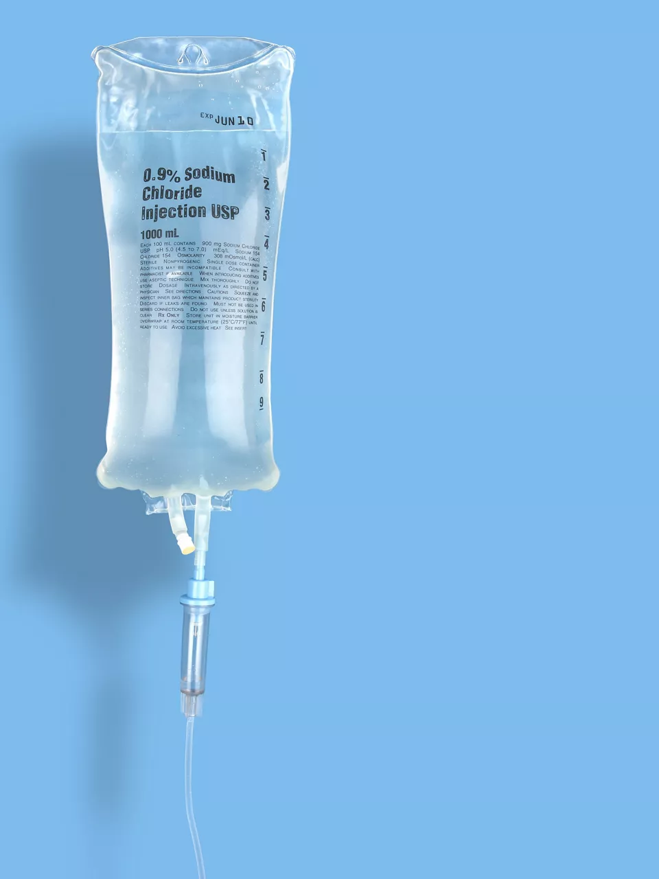 IV bag with blue background 