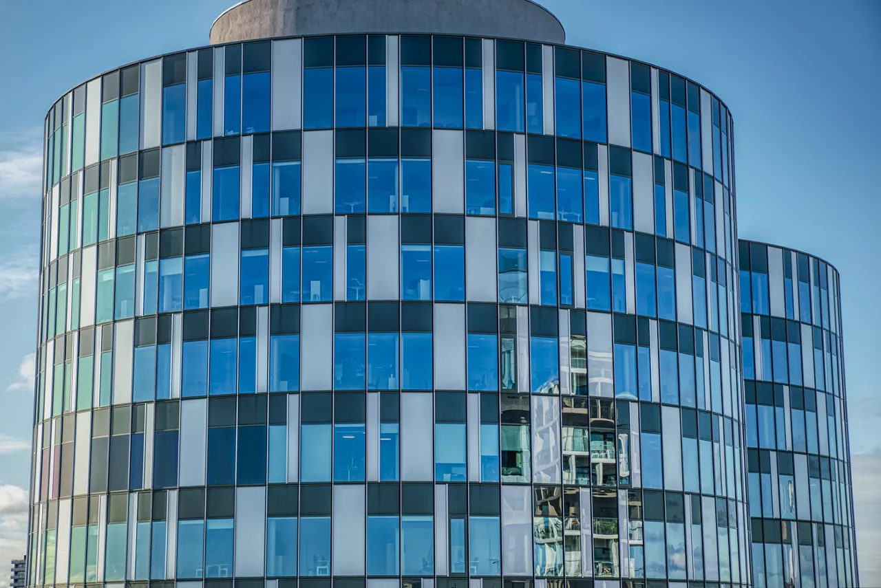 Cylindrical glazed modern office