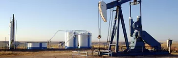 Oil well and storage tanks in the Texas Panhandle 