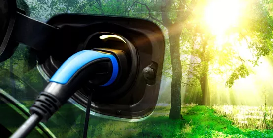EV charging station for electric car in concept of green energy source