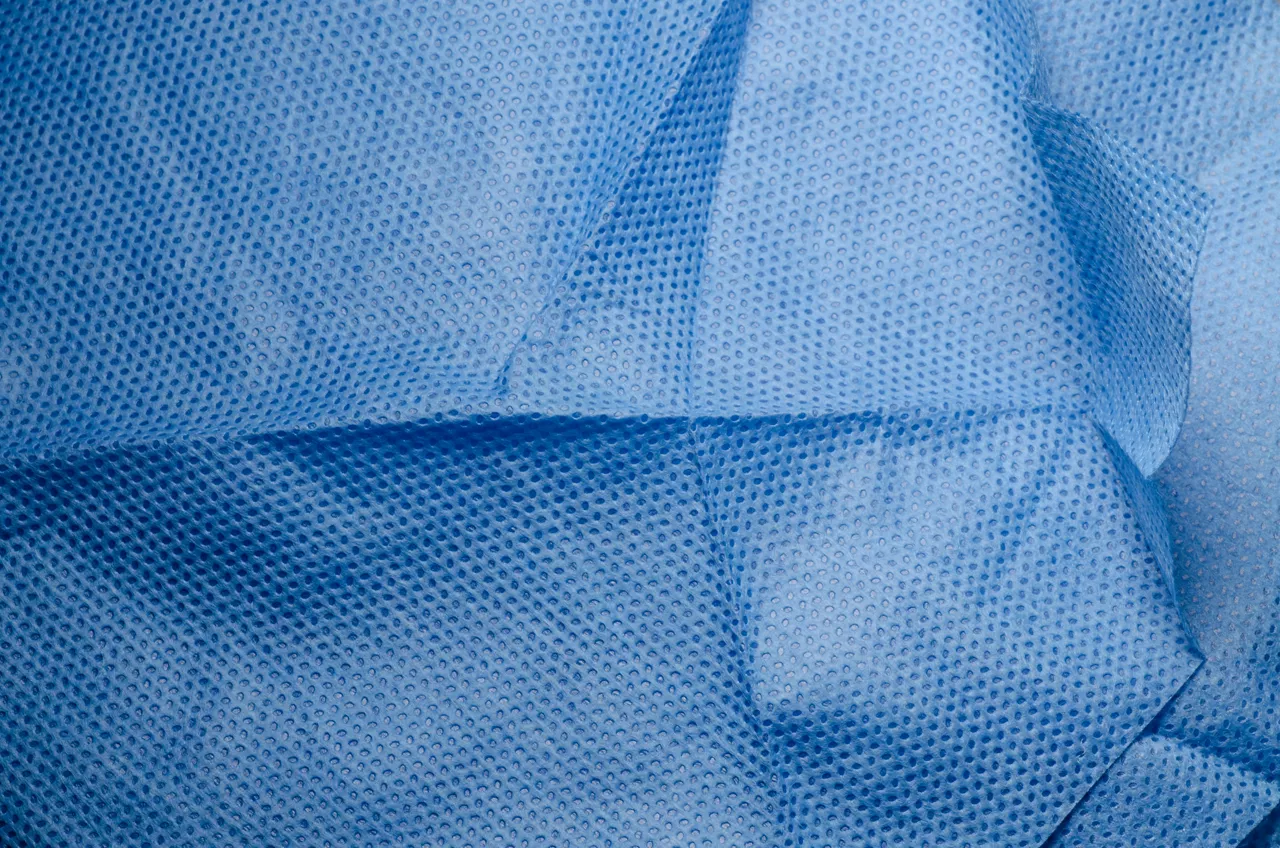 Blue medical nonwoven fabric cloth detail texture