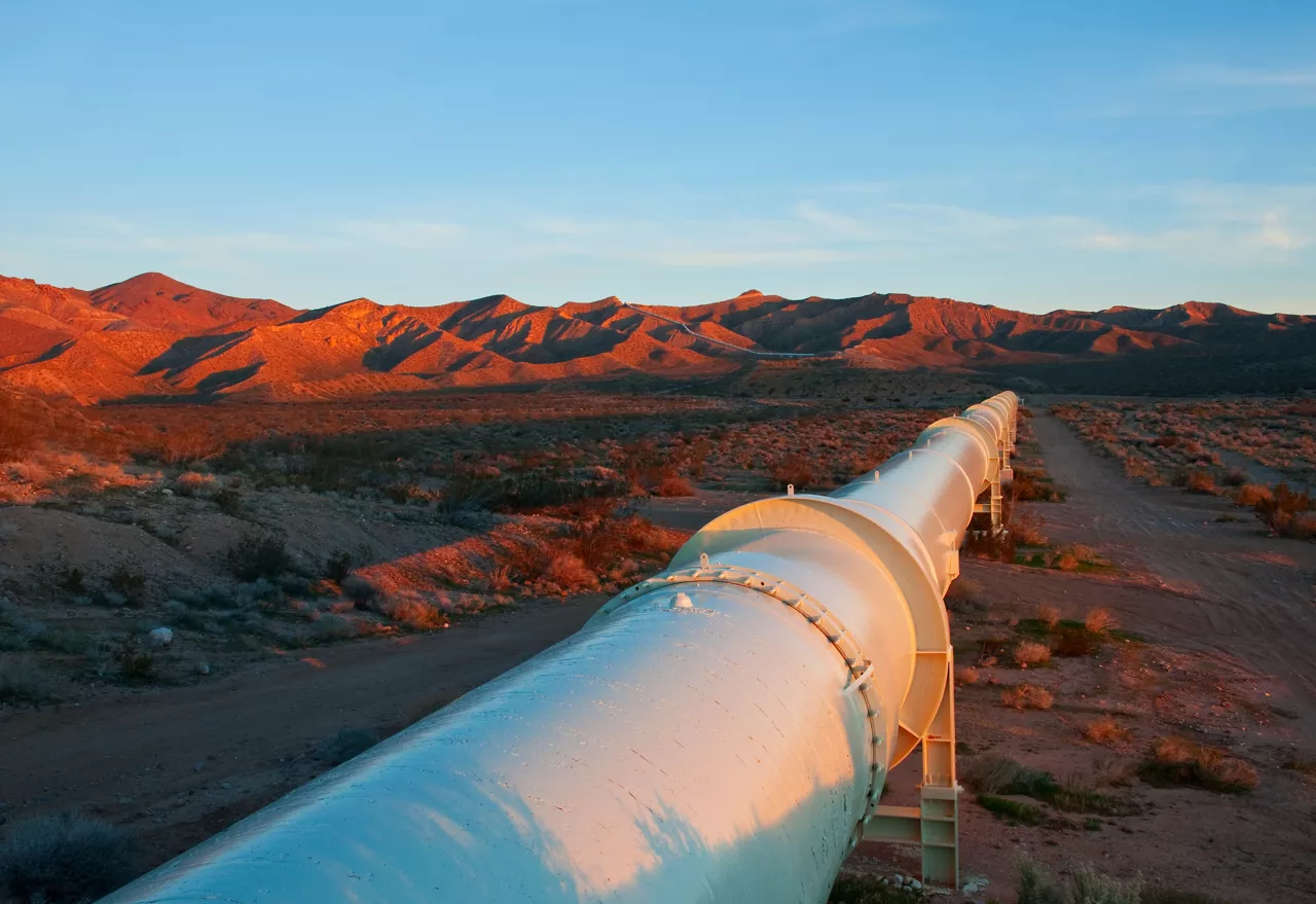 Pipeline in the Mojave Desert, California.