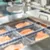 Seafood going through a packaging line in a  factory