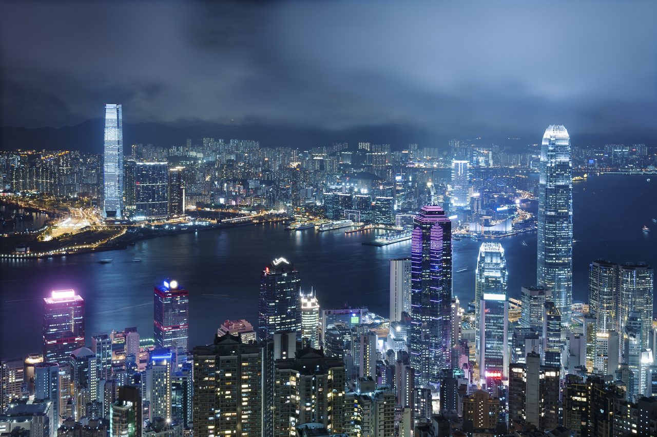 City skyline at night