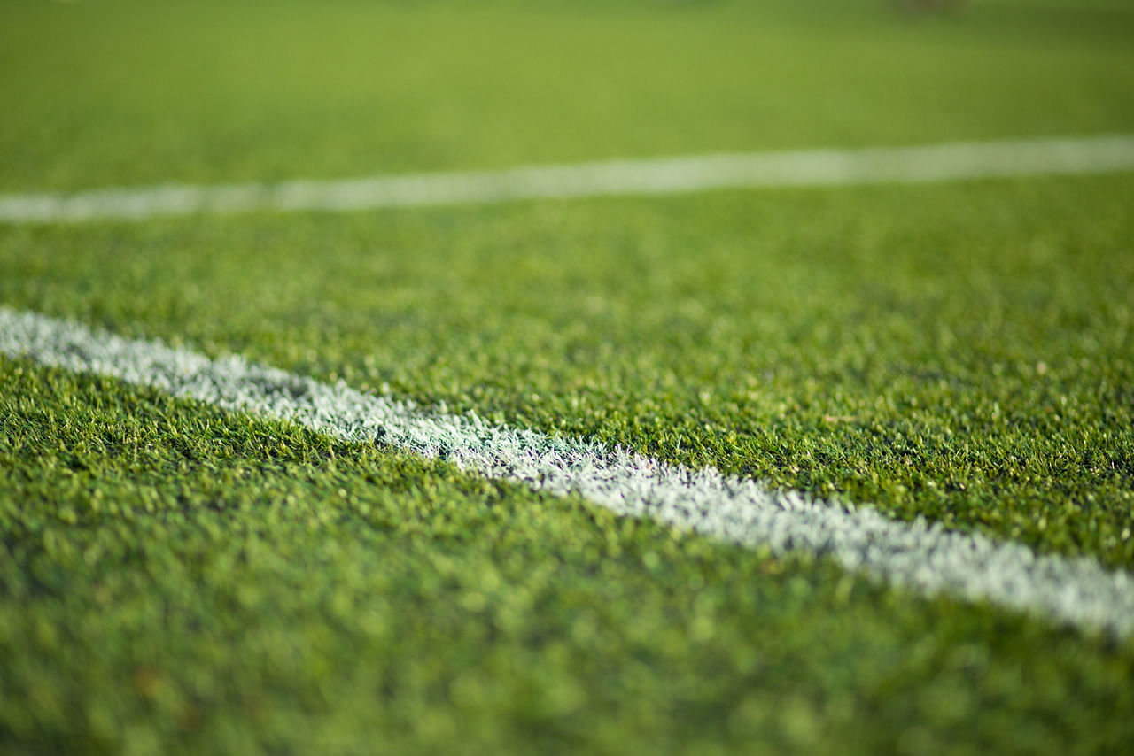 Close up of artificial turf field