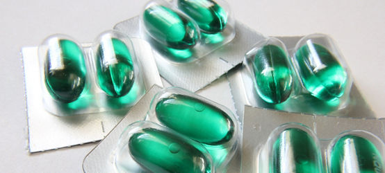 Green pill gel capsules