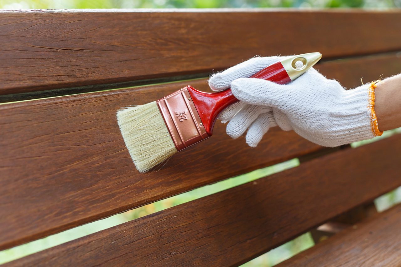 Cepillo de mano y madera de pintura