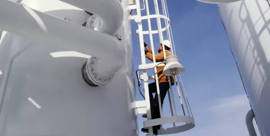 Industrial worker at an oil and gas processing plant