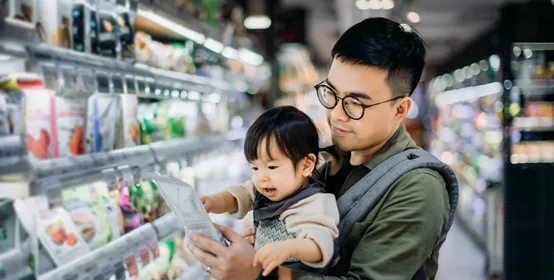 Father Grocery Shopping with Daughter