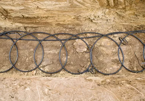 Geothermal Pipe Coils at the bottom of a Trench