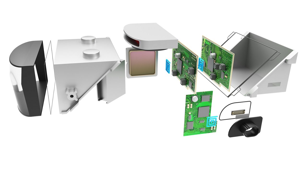 3D rendering of LiDAR unit; expanded view