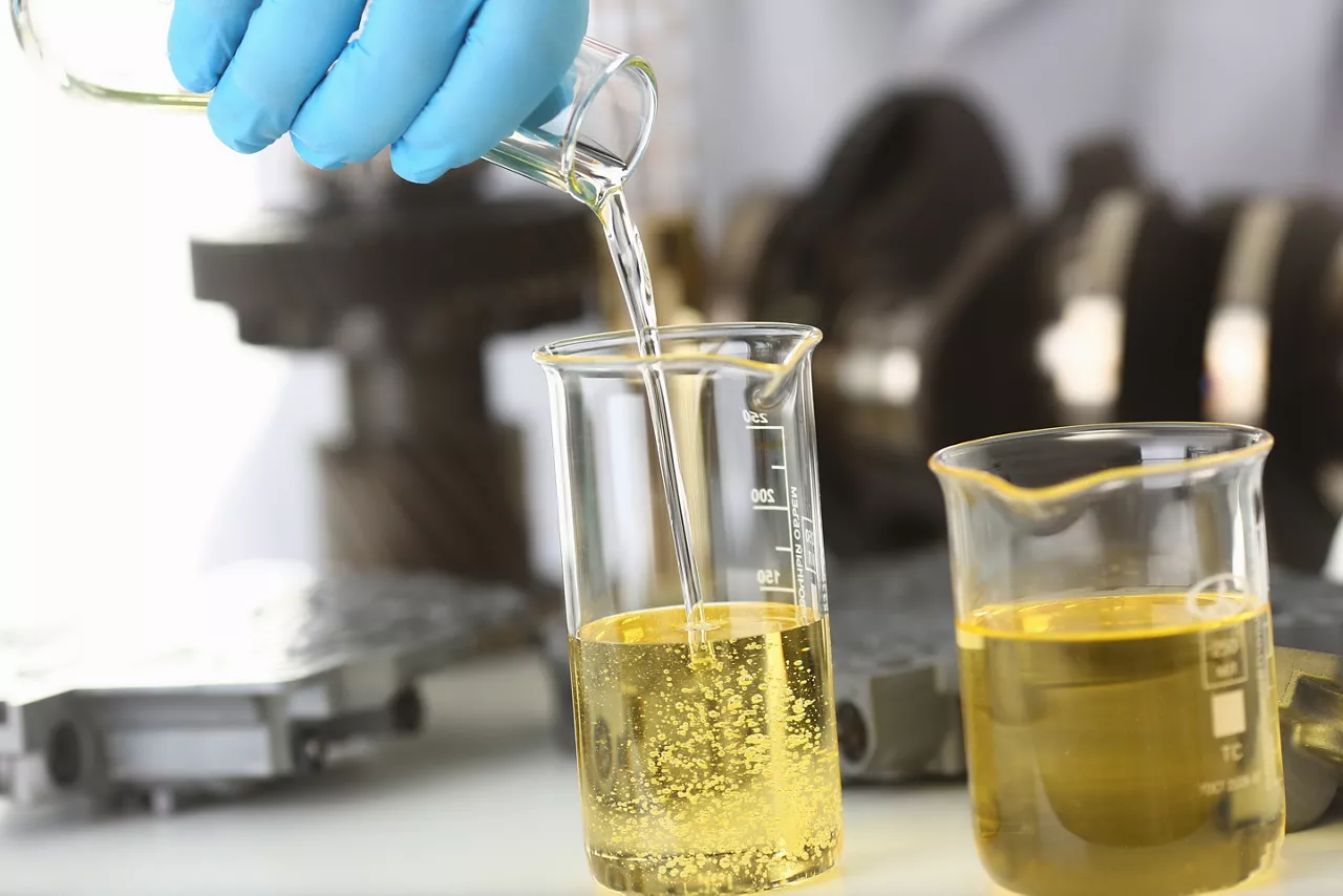 Chemist in lab with silicone release agents  