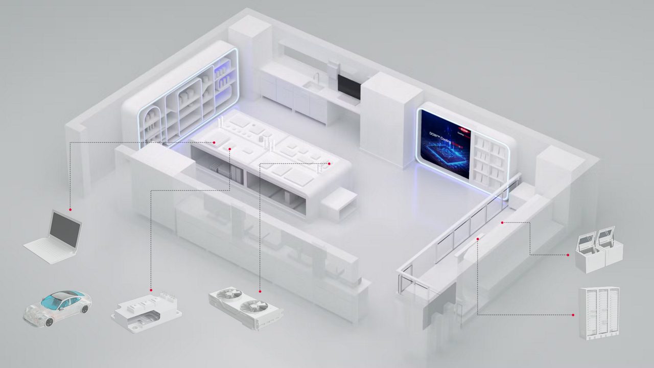 DOW Cooling Science Studio in Shanghai, China. | 3D render with cut-outs and lines | Used on dow.com with interactivity