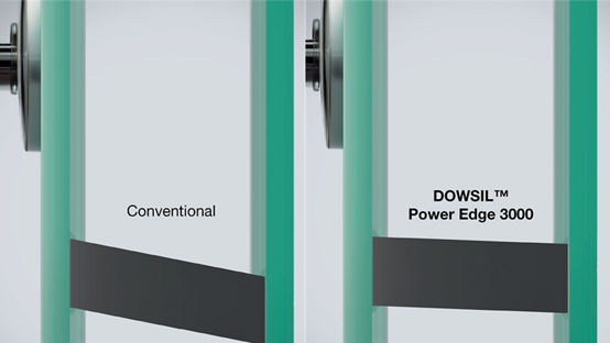DOWSIL™ Power Edge 3000 lifting illustration | USP Lower Creep | glass
Sliding during glass lifting can impact gas-tightnes & durability