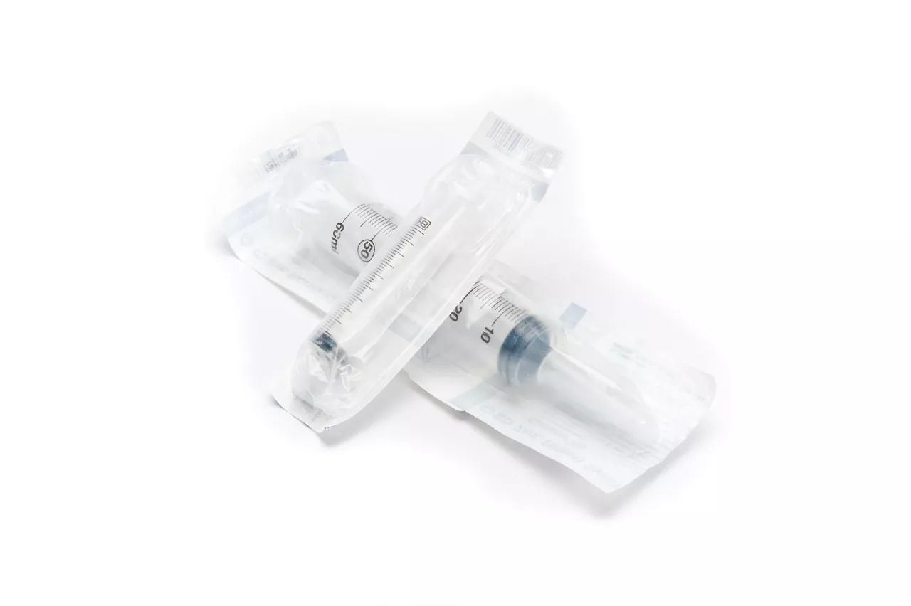Medical syringe in a package