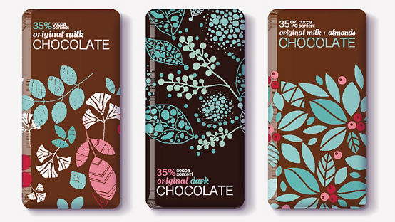 Chocolate bars in packaging sealed with AFFINITY GA adhesive 