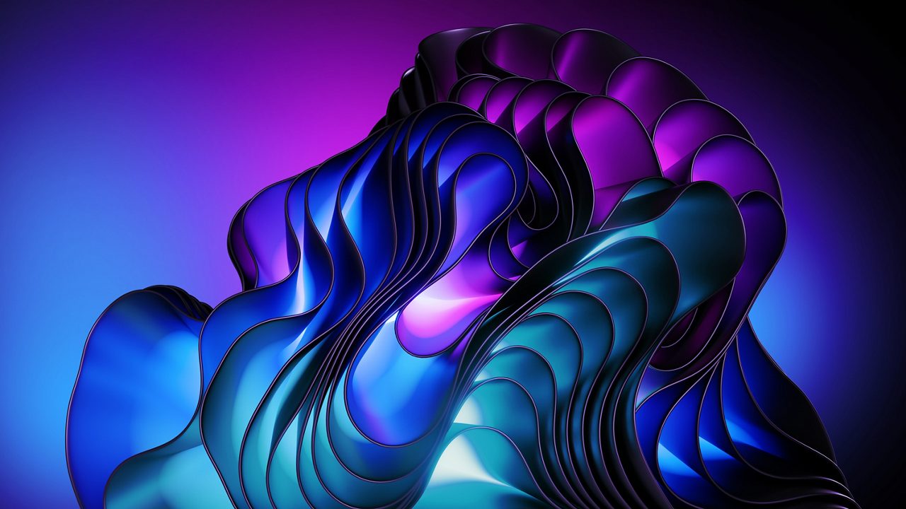Curved, colorful layers of flexible plastic films or sheets