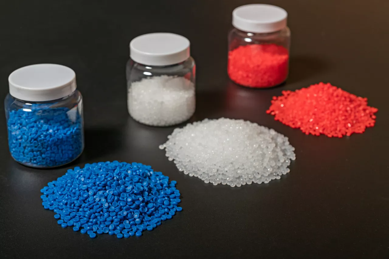 Close-up of plastic polymer granules