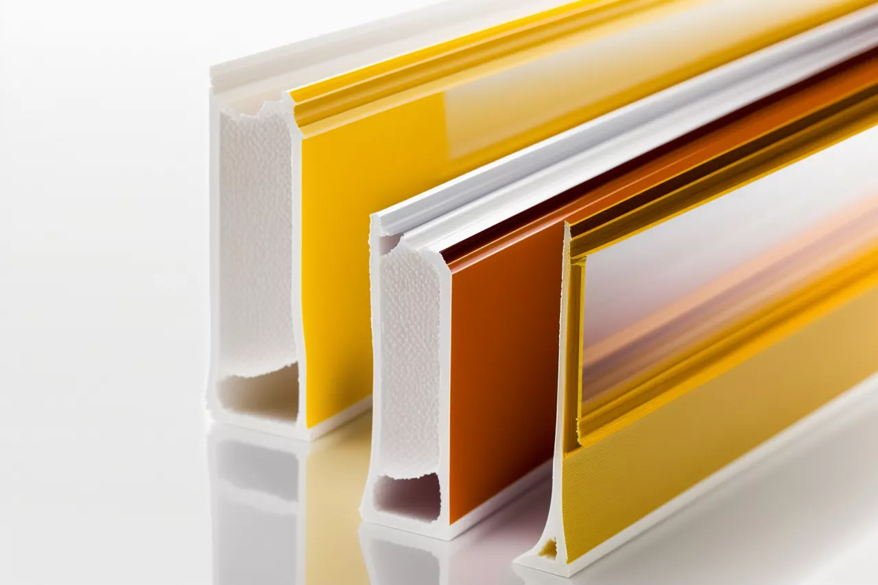 Plastic window profiles PVC of different colors