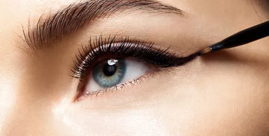 Make-up with black eyeliner close-up