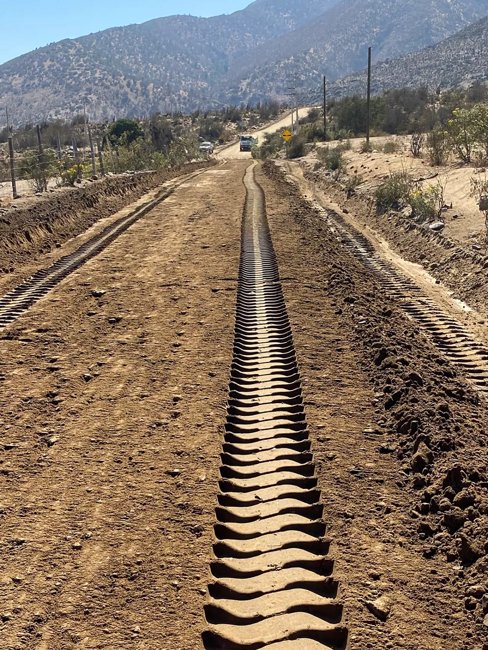 Road with soil stabilization.