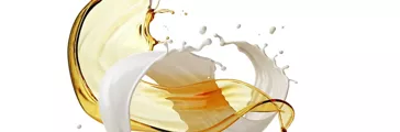 splash of cream and essence oil with milk, Cosmetic Liquid isolated on white background, 3d illustration with Clipping path.